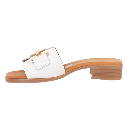 Oh! My Sandals Ladies Block Heeled Mules - 5605 - White