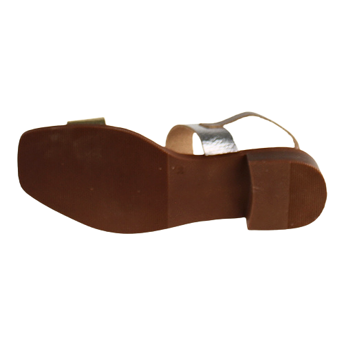 Oh! My Sandals Ladies Low Block Heeled Sandals - 5346 - Metallic