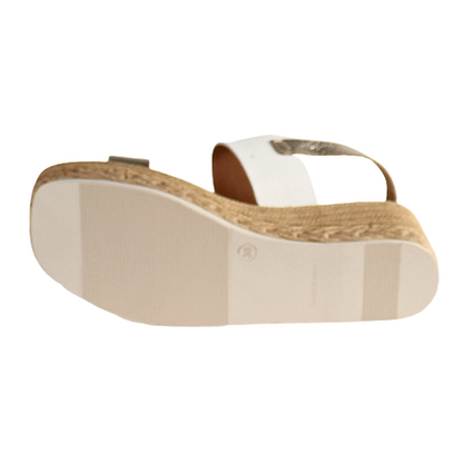 Oh! My Sandals Ladies Wedge Sandals - 5455 - White/ Metallic