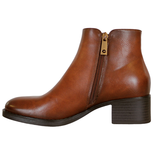 Patrizio Como Block Heeled Ladies Ankle Boots - Davos - Tan