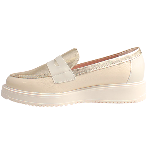Pitillos Ladies Wedge Loafers - 10384 - Nude/Gold