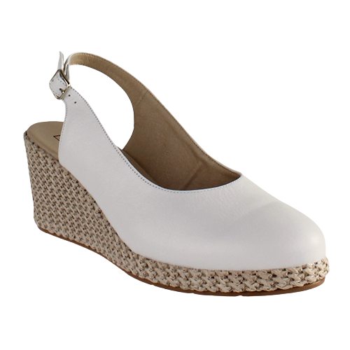 Pitillos Ladies Slingback Wedge Shoes - 5578 - White