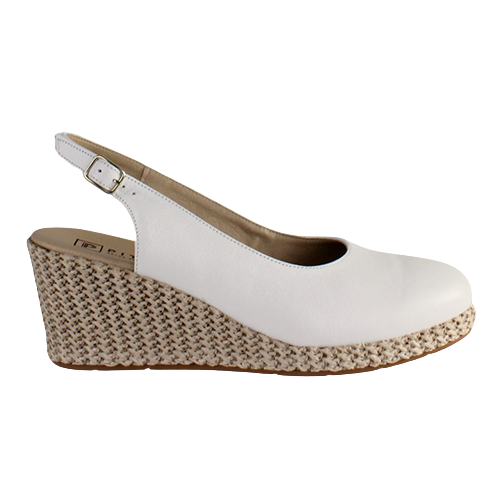 Pitillos Ladies Slingback Wedge Shoes - 5578 - White