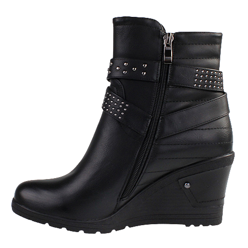 Redz Wedge Ankle Boots- F826 -Black