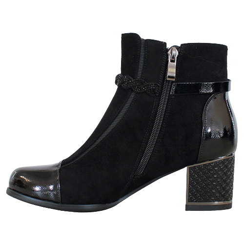 Redz Block Heeled Ankle Boots - F3924 - Black