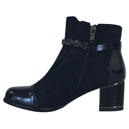 Redz Block Heeled Ankle Boots - F3924 - Navy