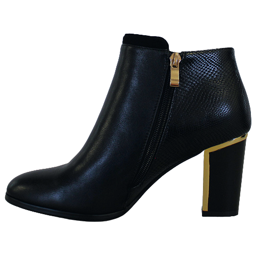 Redz Block Heeled Ankle Boots - F49 - Black