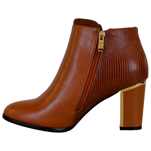 Redz Block Heeled Ankle Boots - F49 - Tan