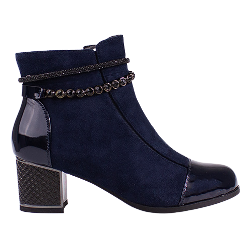 Redz Ladies Block Heeled Ankle Boots - 1901 - Navy