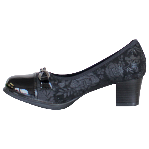 Redz Block Heeled Pumps- 6E964 - Black