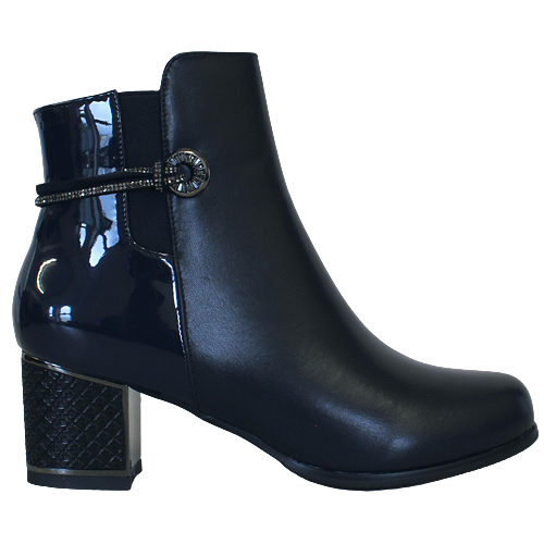 Redz Block Heeled Ankle Boots - F3921 - Navy