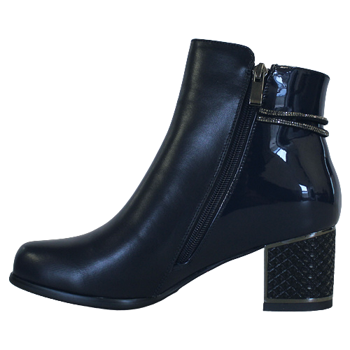 Redz Block Heeled Ankle Boots - F3921 - Navy