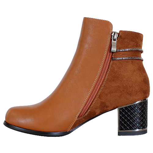 Redz Block Heeled Ankle Boots - F3925 - Tan