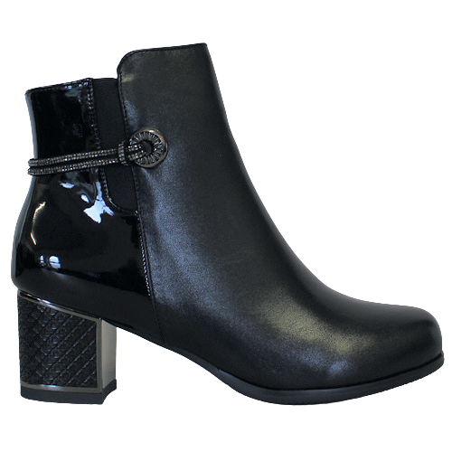 Redz Block Heeled Ankle Boots - F3921 - Black