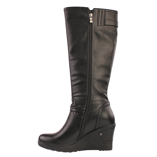 Redz Wedge Knee Boots - F882/4173 - Black