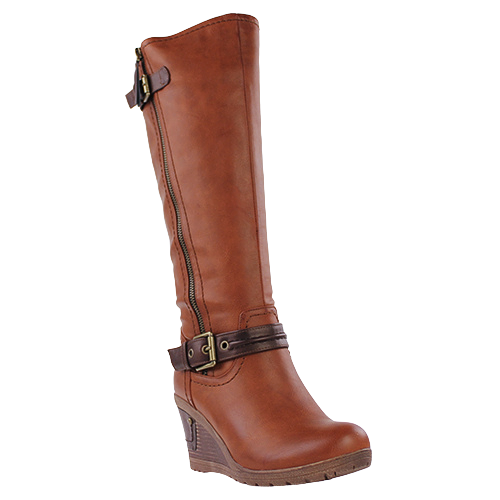 Redz Wedge Knee Boots - F882/4173 - Tan