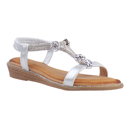 Redz Ladies Low Wedge Sandals - 3Z8923-10 - Silver