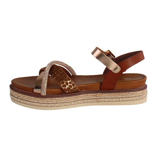 Redz Ladies Flatform Sandals - 6W8908-1 - Tan/Gold