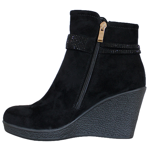 Redz Wedge Ankle Boots - D3383 - Black