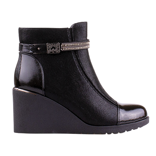 Redz Ladies Wedge Ankle Boots - H1775 - Black