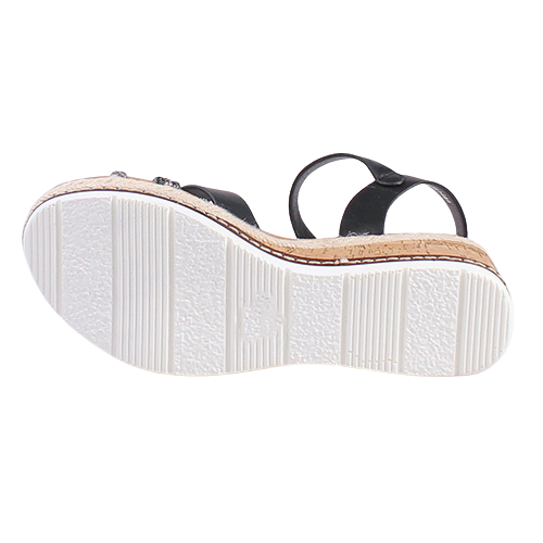 Redz Ladies Wedge Sandals - 6W9446-4 - Black