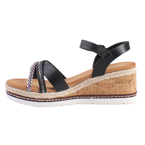 Redz Ladies Wedge Sandals - 6W9446-4 - Black