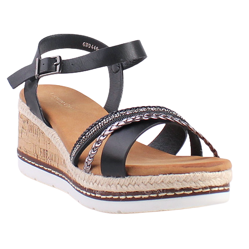 Redz Ladies Wedge Sandals - 6W9446-4 - Black