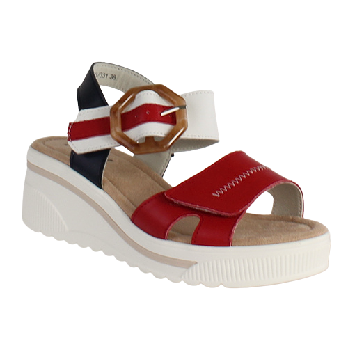 Redz Ladies Wedge Sandals - T42-203 - Red / Navy