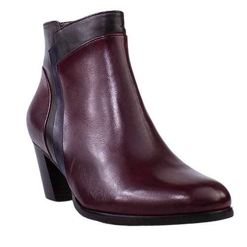 Regarde Le Ciel Ladies Block Heeled Ankle Boots - Sonia -137 - Burgundy Multi