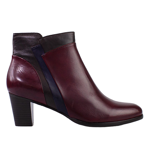 Regarde Le Ciel Ladies Block Heeled Ankle Boots - Sonia -137 - Burgundy Multi