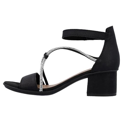 Rieker Ladies Block Heel Sandals - 64654-00 - Black