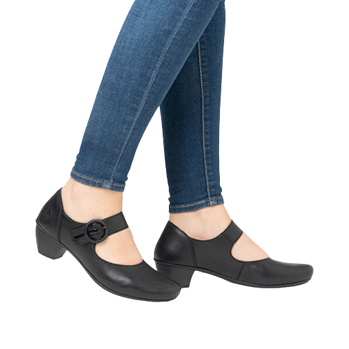 Rieker Block Heeled Mary Janes - 41756-00 - Black