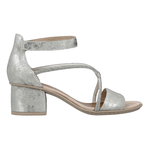 Rieker Block Heeled Sandals - 64654-40 - Silver