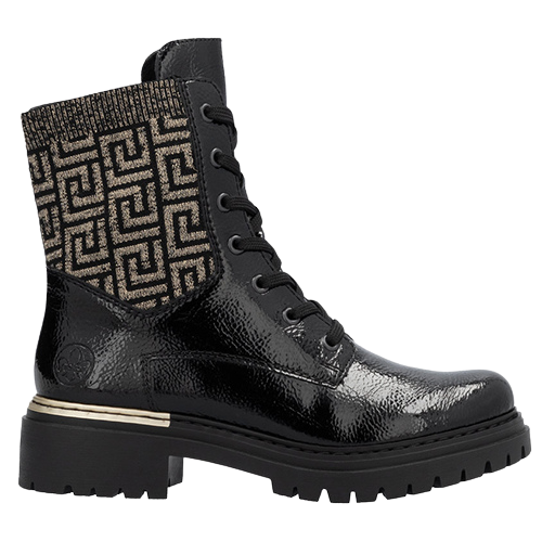 Rieker Ladies Ankle Boots - 72607-00 - Black/Gold