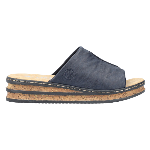 Rieker Women's Beige Mule Slides - Elastic Band, Braided Detail, Lightweight Platform Sole