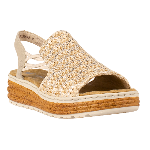 Rieker Ladies Sandals - 62741-60 - Beige/Silver