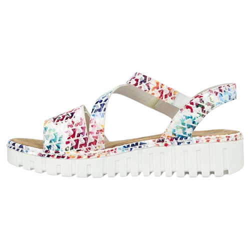 Rieker Ladies Low Wedge Sandals - V1364-90 - Multi