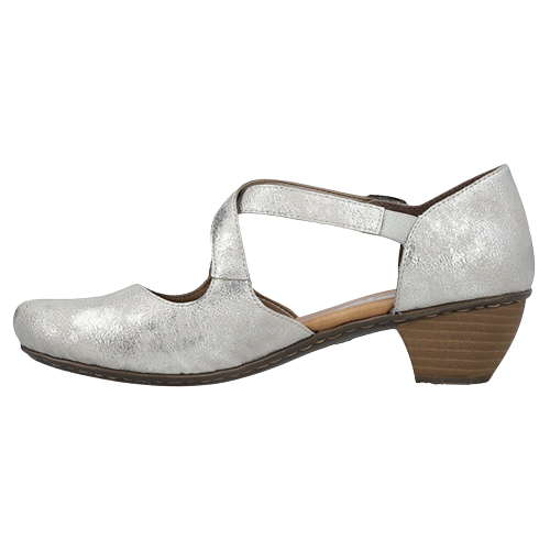 Rieker Ladies Cross Strap Pumps - 41781-40 - Silver