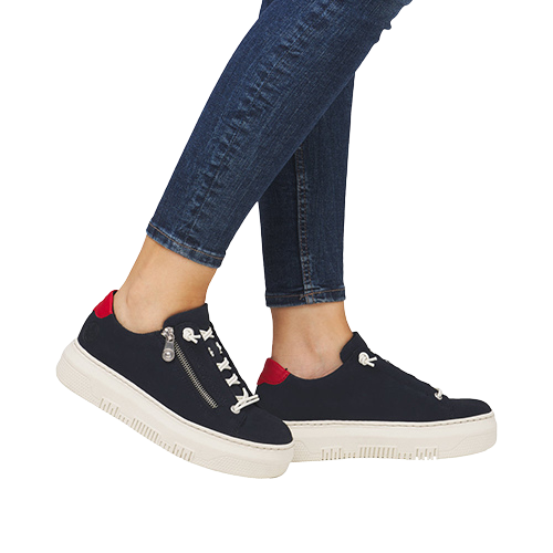 Rieker Ladies Platform Trainers - M1911-14 - Navy