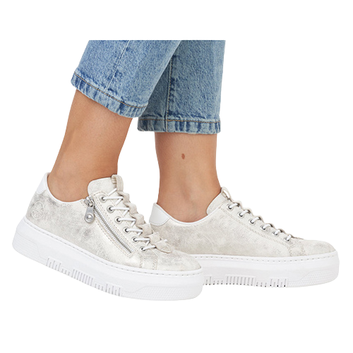 Rieker Ladies Flatform Trainers - M1953-60 - Beige Gold