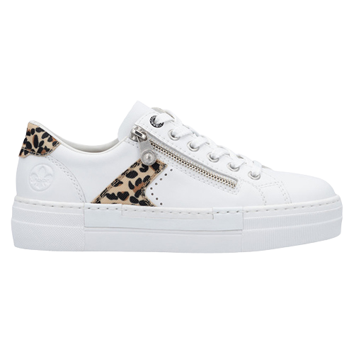 Rieker Ladies Trainers - N4924-81 - White /Leopard