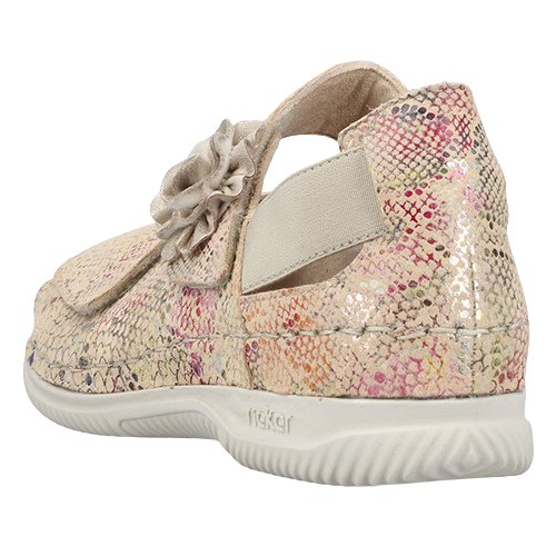 Rieker Ladies Extra Wide Fit Cross Strap Sandals - V7472-90 - Beige Multi