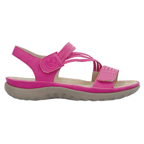 Rieker Ladies Velcro Strap Sandals - 64870-31 - Pink