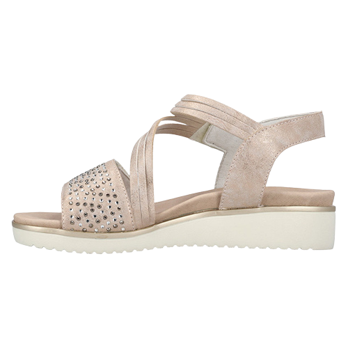 Rieker Low Wedge Sandals - V3764-90 - Rose Gold