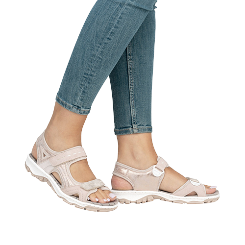 Rieker Ladies Walking Sandals - 68866-31 - Beige/Rose