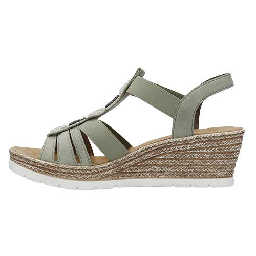 Rieker Ladies Wedge Sandals - 619B2-31 - Green