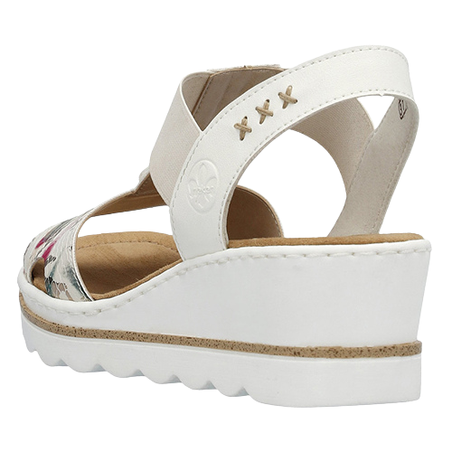 Rieker Wedge Sandals - 67498-90 - White / Multi