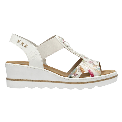 Rieker Wedge Sandals - 67498-90 - White / Multi