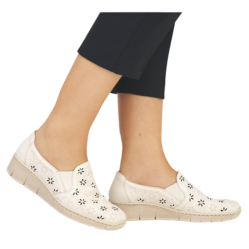 Rieker Ladies Wedge Shoes - 53757-60 - Beige