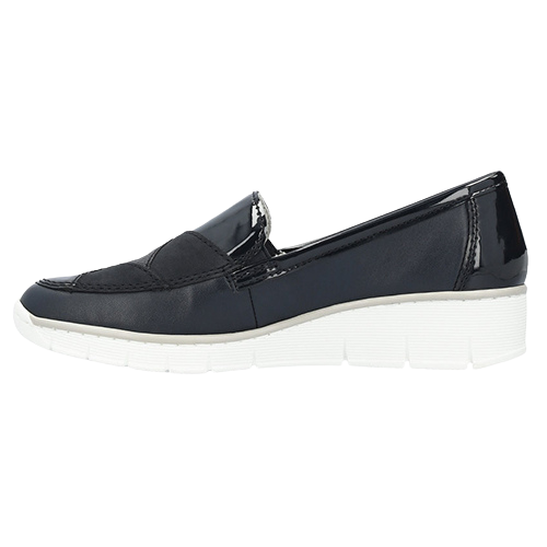 Rieker Wide Fit Wedge Shoes - 53785-00 - Navy